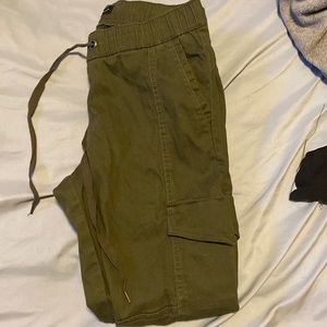 Green olive cargo joggers